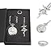 Powshop Fullmetal Alchemist Anime Pocket Watch with Necklace & Ring Anime Pocket Watches for Cosplay Gift