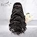 BEEOS 360 Full Frontal Lace Wig Pre Plucked Bleached Knots with Baby Hair, 180% Density Free Part Undetectable Lace Natural Black Brazilian Virgin Human Hair Wigs 16 Inch