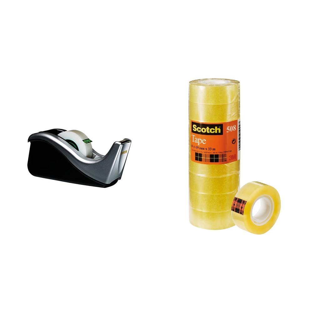 Scotch C60 Magic Tape Dispenser Silver with 1 Roll of Magic Tape