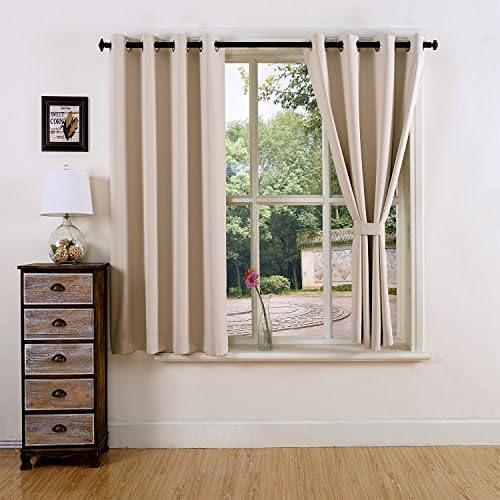 YOJA Room Darkening Thermal Insulated Blackout Grommet Curtains for Living Room,Beige,52"Wx63"L(2 Panels/Set)