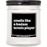 You Nique Designs Funny Tennis 9oz Candle, Gifts for Tennis Lovers, for Tennis Players - Cute Tennis Gifts for Women, Men - Tennis Themed Surprise, Tennis Candle Ideas (Mahogany Teakwood)
