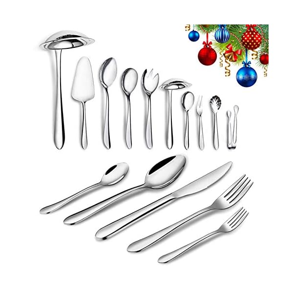 72-Piece Cutlery Set with Serving Utensils, Elegant Life Stainless Steel Flatware Silverware Set for 12, Tableware Eating Utensils, Dishwasher Safe