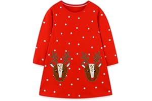 Hongshilian Girls Cartoon Dress Applique Party Dresses Casual Jersey Cotton Long-Sleeved