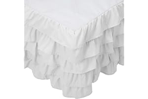 Elegant Comfort Leila Collection Cache-sommier à volants multiples, qualité égyptienne de 1500 fils, facile à installer, haut