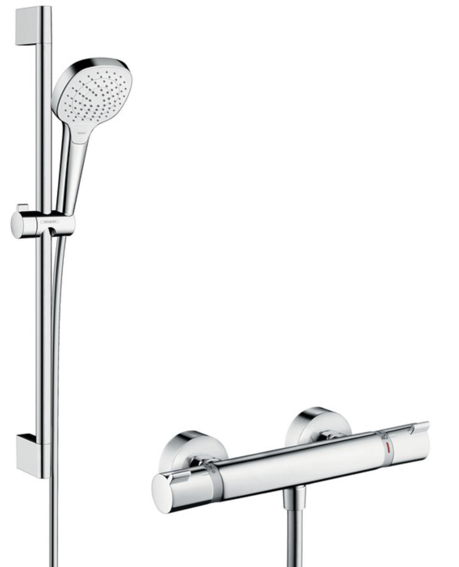 hansgrohe Croma Select E Shower system 110 Vario with Ecostat Comfort thermostatic mixer and shower rail 65 cm
