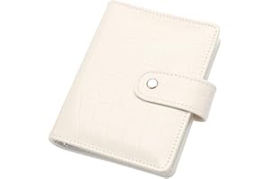 NatSumeBasics White A7 Binder Wallet Cash Envelopes Budget Binder Crocodile Faux Leather Notebook Cover 6 Rings Folders for P