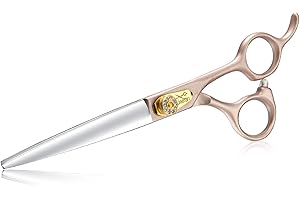 JASON Professional Dog Grooming Scissors - 7 Inch Straight Shear Japanese 440C Stainless Steel Dog Scissors with Diamond Screw, Rosegold, Sharp