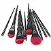 MARIAHANAN 10pcs makeup brush set rainbow face & eye Diamond professional make up brush kit tools Black Red