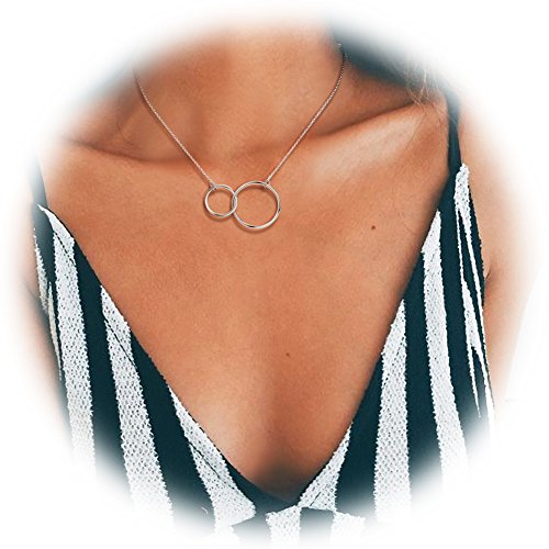 Sweetiee Sterling Silver Necklace Two Interlocking Infinity Double Circles Eternal Love Necklace