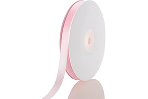 CUQIG 3/8 Inch Light Pink Ribbon, 50 Yards Craft Polyester Satin Ribbon Perfect for Gift Wrapping, Handmade Roses, Wedding Party Decorations and DIY Crafts