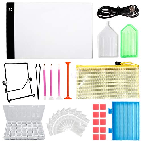 image for LAMPTOP A4 LED Light Pad Light Board Stand Holder and 30 Pieces Diamon