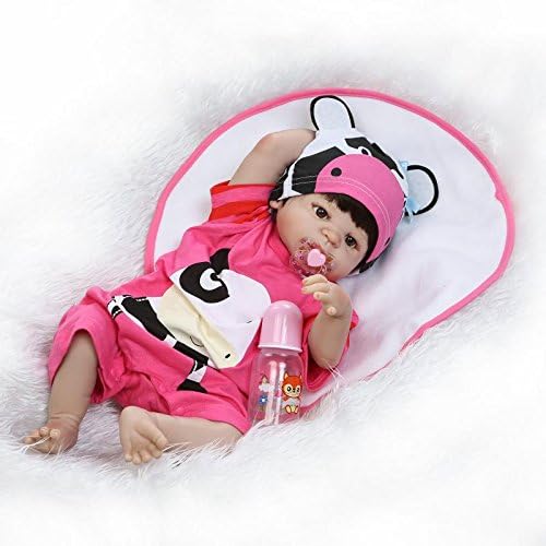 Reborn Dolls, NKol Handmade Lifelike Newborn Baby Doll ( Silicone Vinyl Full Body, Waterproof), 22inch 56cm Baby Girl Simulation Toys (Peach Cow)