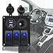 IZTOSS 3 Gang Rocker Switch Panel with Power Socket 3.1A Dual USB Wiring Kits and Decal Sticker Labels DC12V/24V for Marine Boat Car Rv Vehicles Truck Blue Led