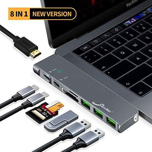 8 in 1 USB C Hub 40Gbps Thunderbolt 3 Dongle with 3 USB 3.0 Ports, 4K USB C to HDMI, SD/TF Card Reader, 100W Pd for MacBook Air 2018 13'', MacBook Pro 2018/2017/2016 13'' 15''