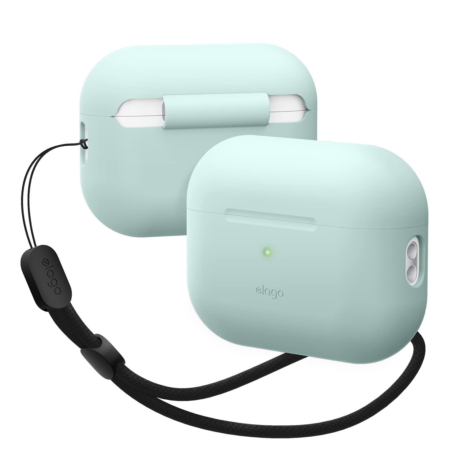 elago Silicone Case Compatible with Apple AirPods Pro 2nd Generation Case Cover Round Strap Included, Protective Case, Front LED Visible, Supports Wireless Charging (Mint)