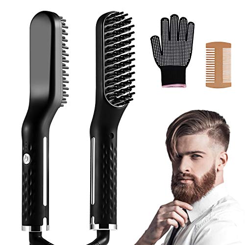 Beard Straightener for Men,Beard Straightening Comb for Home & Travel,Hair Straightener for Men & Women,3 Temperature settings,Comb and Anti-scald gloves Include
