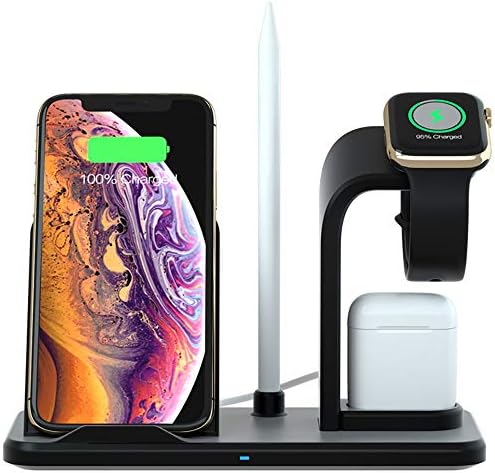 DoSHIn Wireless Charger Wireless Charger Stand 10W/7.5W Fast Wireless Charging Docking Station Phone Holder Compatible with iWatch Series 5/4/3/2/1,iPhone 11/XS MAX/XS/XR/X,Samsung Galaxy S10,Airpods