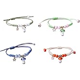 4 Pcs Unique Mushroom Bracelets Beaded Colorful Luck String Rope Chain Cord Thread Braided Bracelet Good Protection Friendship Wish Bracelet Jewelry for Women Girls