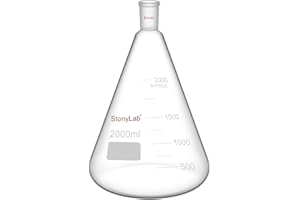 stonylab Glass 24/40 Erlenmeyer Flask, Borosilicate Glass Heavy Wall Flask with 24/40 Standard Taper Outer Joint, 2000ml