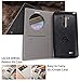 LG G3 Quick Circle Window Folio Case, LG G 3 Soft Leather View Flip Cover, 9 Colors - Retail Packaging (Gray)