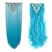 S-noilite 8 Piececk Full Head Hair Extension 18 ClipT205-A Hairpieces (Sky Blue)