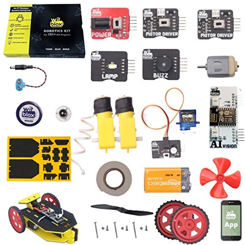 WitBlox DIY Stem Robotics Kit, Science Kit for Kids 8 years+ Arduino Starter Kit with 41 parts Plug and Fit Modular Electronics Circuits, Compatible with Arduino Educational Birthday Gift toys for boy, girl and kids