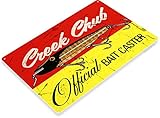 TIN SIGN B404 Creek Chub Bait Caster Shop Fish Fishing Marina Lake House Metal Sign Decor