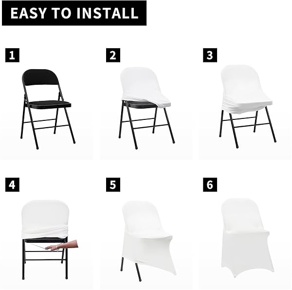 HAINARVERS STRETCH SPANDEX FOLDING CHAIR COVERS 50PCS, UNIVERSAL FITTED CHAIR COVER PROTECTOR FOR WEDDING, PARTY, BANQUET, HOLIDAYS, CELEBRATION, DECOR (WHITE, 50 PCS)