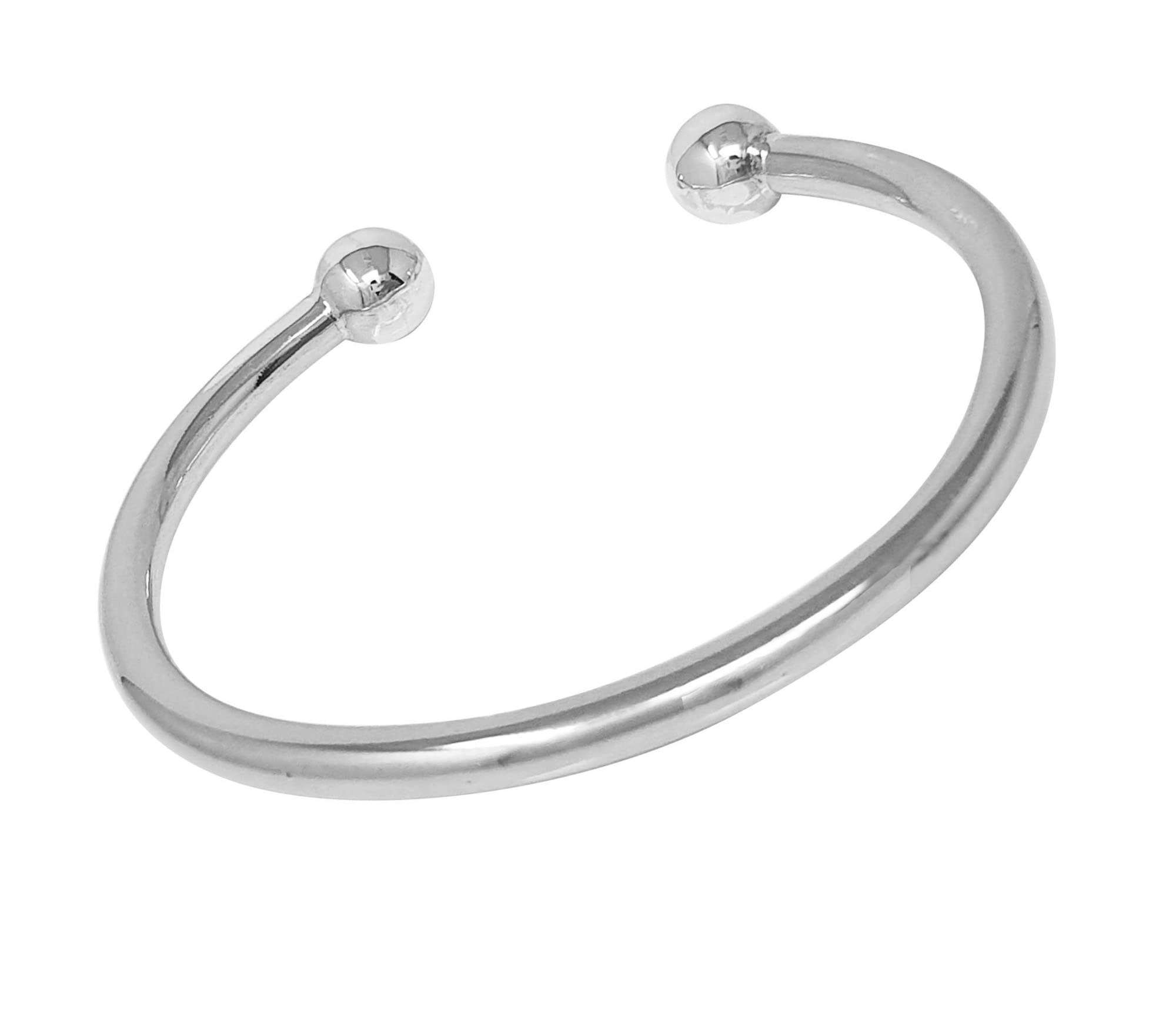 Treasure Bay 4.5mm Plain 925 Sterling Silver Torque Bangle For Men and Women