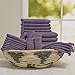 Baltic Linen Multi Count 100% Cotton Towels, 4 Bath Towels, 4 Hand Towels, 4 Fringed Fingertips, 12 Washcloths, Deep Plum, 24 Piece Set