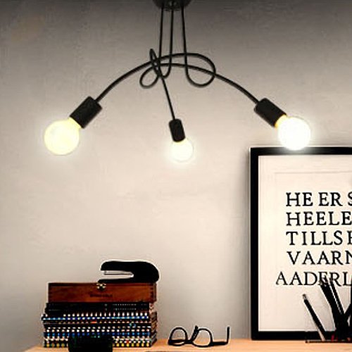 LightInTheBox Chandelier, 3 Light, Modern Characteristic Metal PaintingHome Ceiling Light Fixture Flush Mount, Pendant Light Chandeliers Lighting,Home Color=Black;Voltage=110-120V