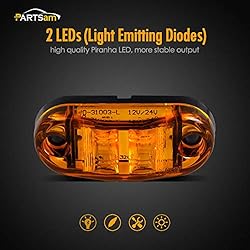 Partsam Amber Red 2.5" 2 Diode Oval LED Trailer