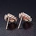 OPALBEST October Birthstone Rose Gold Teardrop Opal Stud Earrings With Halo Cubic Zirconia(cz) For Her