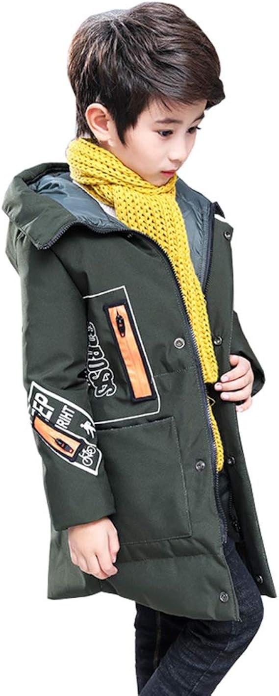 Amazon Hsfeo ダウンジャケット 冬服 男の子 8歳以上 フード付き かっこいい 中綿コート 厚手 暖かい 防寒 防風 ソフト カジュアル 普段着 通学 アウトドア アウター プリント柄 ブラック グリーン 1 160ma コート ジャケット 通販