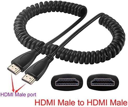 Guamar HDMI Male to HDMI Male High Definition Extension Cable Stretch Spring Cable for Canon/Nikon Digital Single Lens/HD projectors/LCD/1080P HDTV Stretched length 50cm to 2m