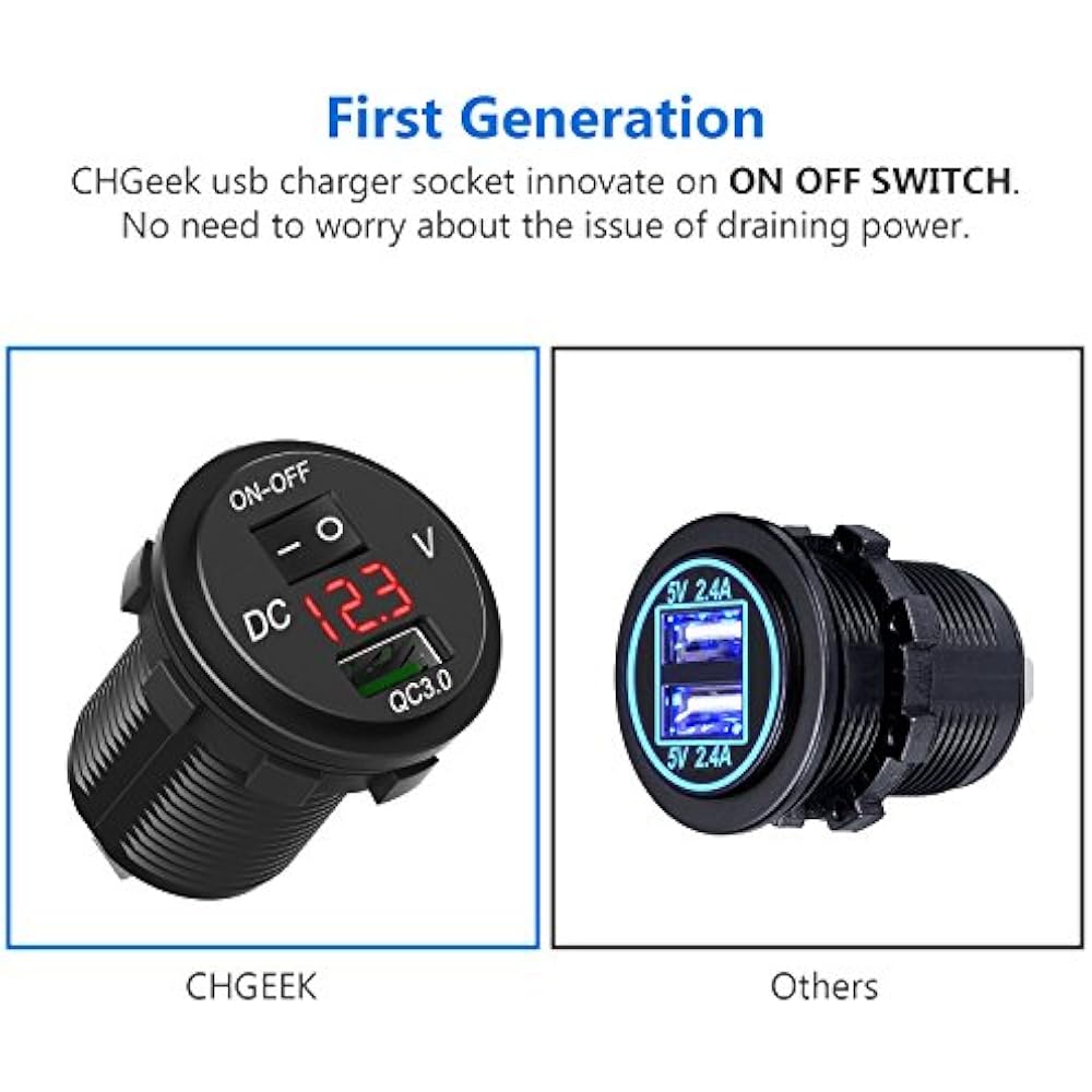 USB Charger Socket, 18W 12V/24V Quick 3.0 Car Power Outlet Adapter