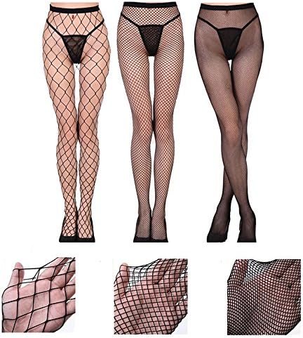 YINTAO 3 Pairs Sexy High Elasticity Fishnet Tights Seamless Nylon Large Mesh Stockings Hollow Out Pantyhose