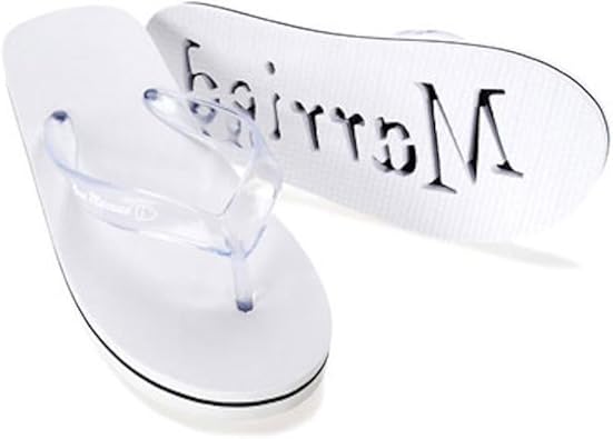 just married imprint flip flops