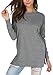 levaca Womens O Neck Plain Side Split Loose Casual Baggy Pullover Dark Gray S