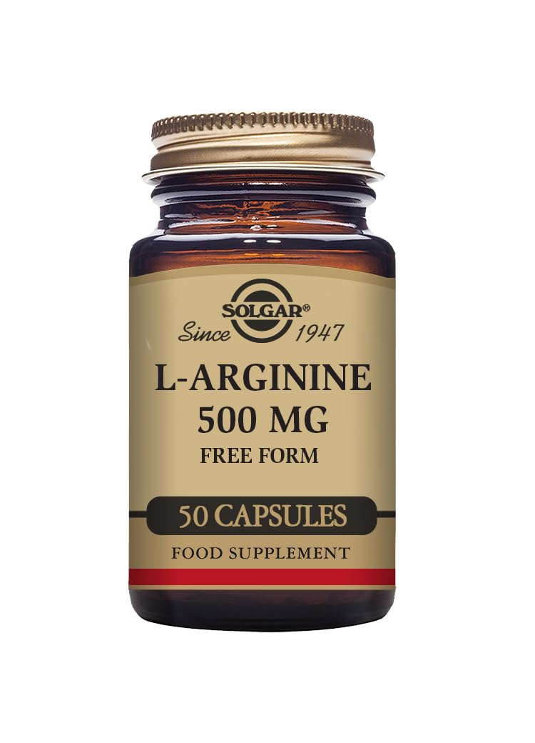 Solgar L-Arginine 500 mg Vegetable Capsules - Pack of 50 - for a Healthy Metabolism - Ideal for Athletes - Vegan and Gluten Free