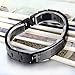 Flongo Men's Vintage Stainless Steel Black Cross Black English Bible Lords Prayer Link Wrist Bracelet, 8.3 inch