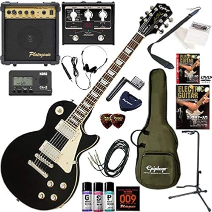 Amazon Epiphone エレキギター 初心者 入門 定番のレスポールスタンダード マルチエフェクターも入ってる 最強の点セット Les Paul Standard 60s Eb エボニー エレキギターセット 楽器