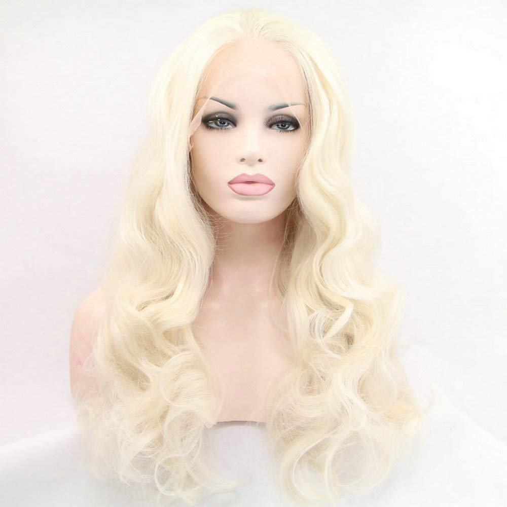 SereneWig 613# Blonde Synthetic Lace Front Wigs for Women Daily Wear 24Inches Natural Golden Color Wig Heat Resistant Fiber Blonde 613 Wigs Free Part 13x3" Pre-plucked Hairline