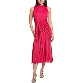 Anne Klein Womens Mock Neck Midi W Ruched Tie Detail