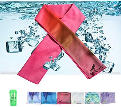 Cooling Towel by SKYINNewest Microfiber Towel Material,Ideal for Golf, Exercising, Yoga, Hiking, Running or Keep Kids Cool， (Pink)