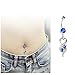Oasis Plus Heart Blue Crystal Navel Ring Dangle Belly Button Rings Hoop Body Glitter Piercing Jewelry