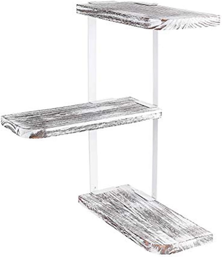 Amazon Com Urban Deco Corner Shelf Wall Mount Rustic Tall Wood Corner Shelves 3 Tier Wood Floating Stands Indoor Plant Holder For Bedroom Kitchen Bathroom Living Room White