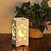 Pandawill Table Light White Art Light with Moon and Star Shaped Carving, Desk Lamp Night Light for Bedroom, Dorm, Living Room