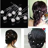 Estone 50Pcs Wedding Bridal Artificial Pearl Flower Crystal Hair Pins Clips Bridesmaid