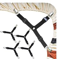 YYST 3-Way Bed Sheet Holder Triangle Model Bed Sheet Fastener Bed Sheet Gripper Bed Sheet Clip (Set of 4) Two Tie Stays for Free !